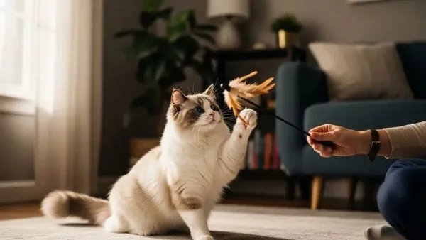 Gentle playtime to support healthy activity in Ragdoll cats