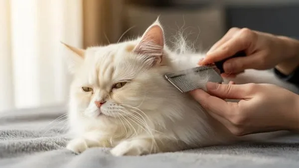 Grooming routine for a Persian cat to support long-term health